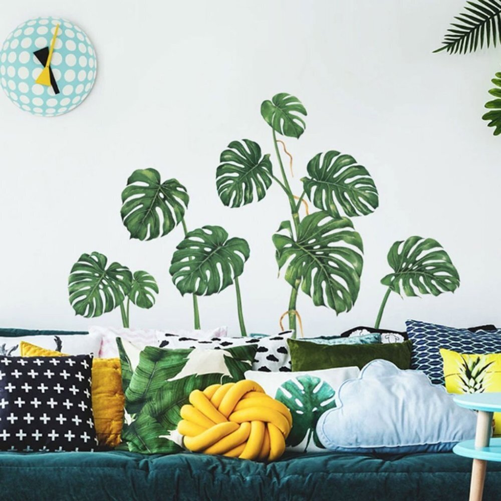 Wall Decor Mural Sticker Tropical Swiss Cheese Monstera Deliciosa Plant Design